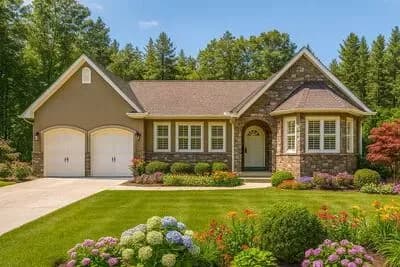 Ranch House Plan with Spacious Island Kitchen and Optional Basement