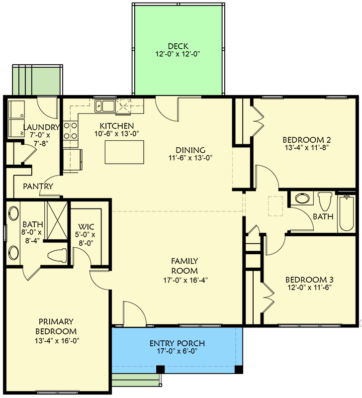 Plan 500095VV: Charming Craftsman Cottage House Plan with Split Beds and Butler Pantry - Floor Plan - Main Level - Cottage, Country, Craftsman, Ranch, Southern