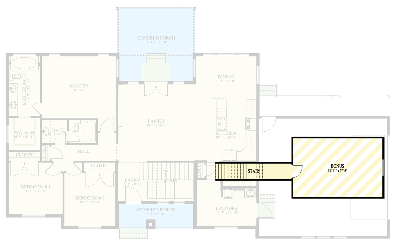 Plan 61716UT: Craftsman Ranch House Plan with Main Level Master and In-Law Suite Potential - Floor Plan - Optional Finished Upper Bonus Room - Craftsman, Ranch, Traditional