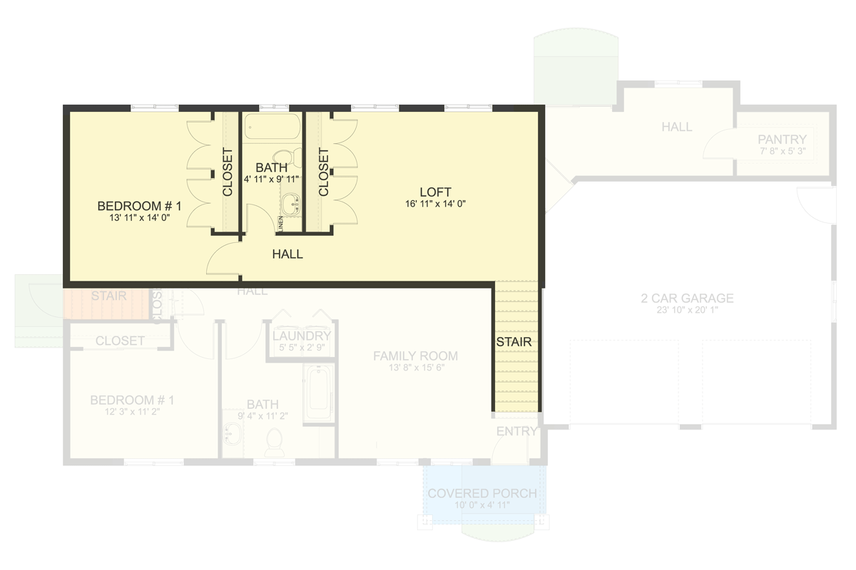 Plan 61719UT: 3-Bed Country House Plan with Master on Main and Loft Upstairs - Floor Plan - 2nd Floor - Country, Farmhouse, Traditional
