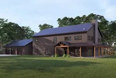 5-Bedroom Modern Barndominium House Plan with Wrap-Around Porch