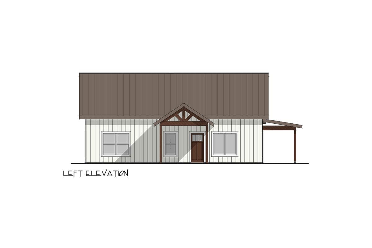 Plan 405101FDC: Modern 1,440 Square Foot 1-Bedroom Barndominium House Plan with Office - Image #5 - Barndominium, Modern Farmhouse