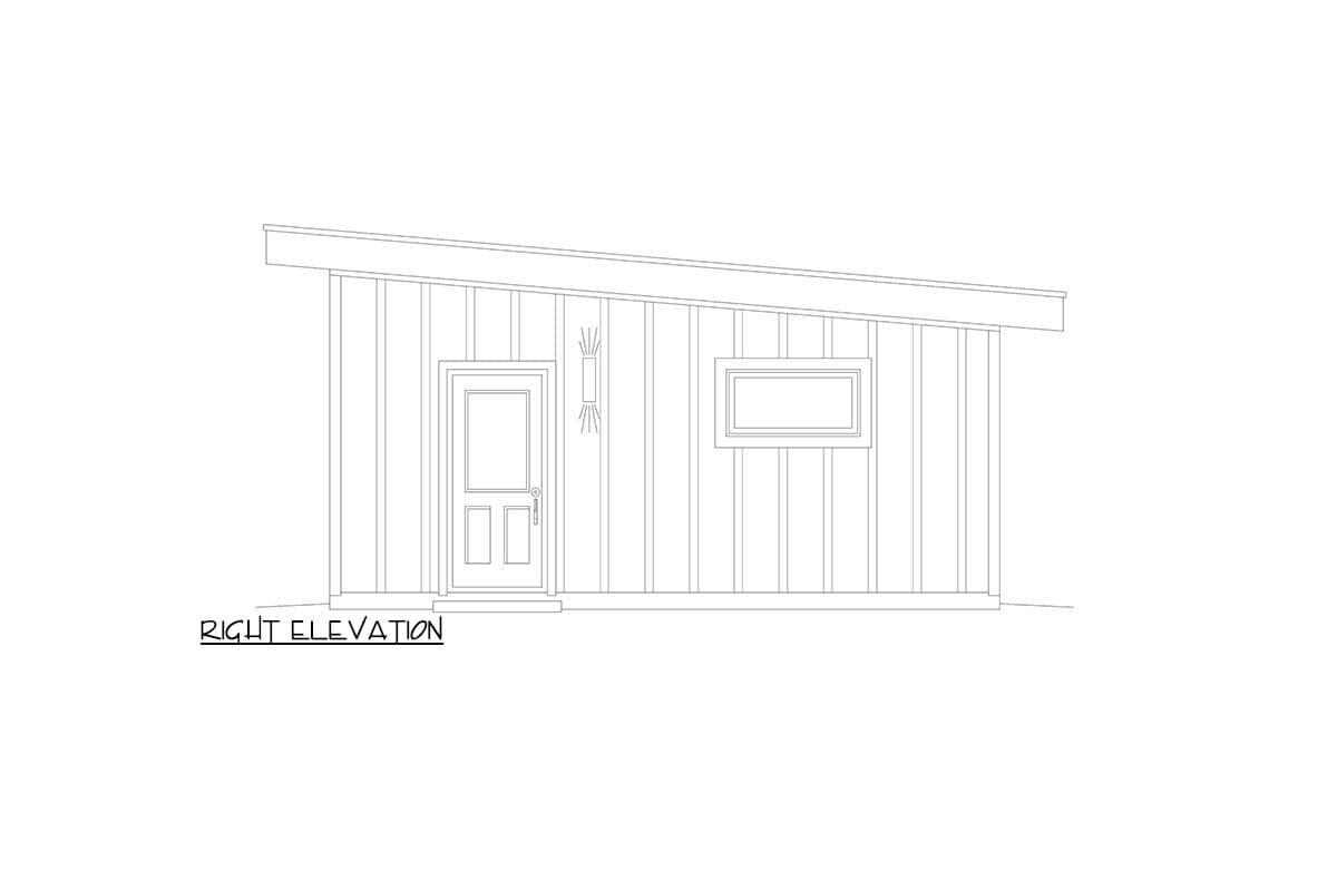 Plan 680646VR: Modern 600 Square Foot Garage House Plan with Workshop and Full Bath - Image #5 - Contemporary, Modern