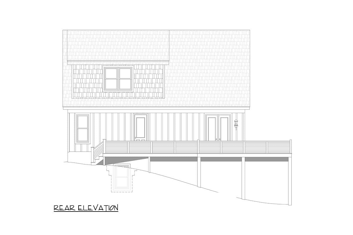 Plan 680651VR: Contemporary Mountain House Plan with Two-Story Great Room and Expansive Deck - Image #7 - Contemporary, Craftsman, Mountain