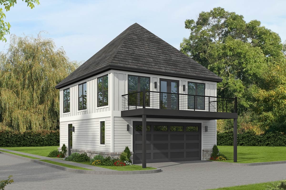 Plan image - 680653VR:Modern Carriage House Plan with 1 Bedroom and 2-Car Garage