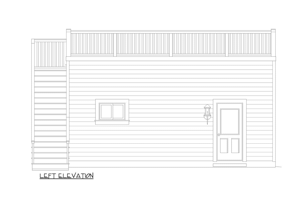 Plan 680654VR: Compact 1-Car Garage with Rooftop Deck - Image #3 - Traditional