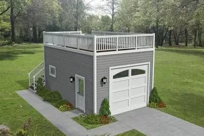 Compact 1-Car Garage with Rooftop Deck