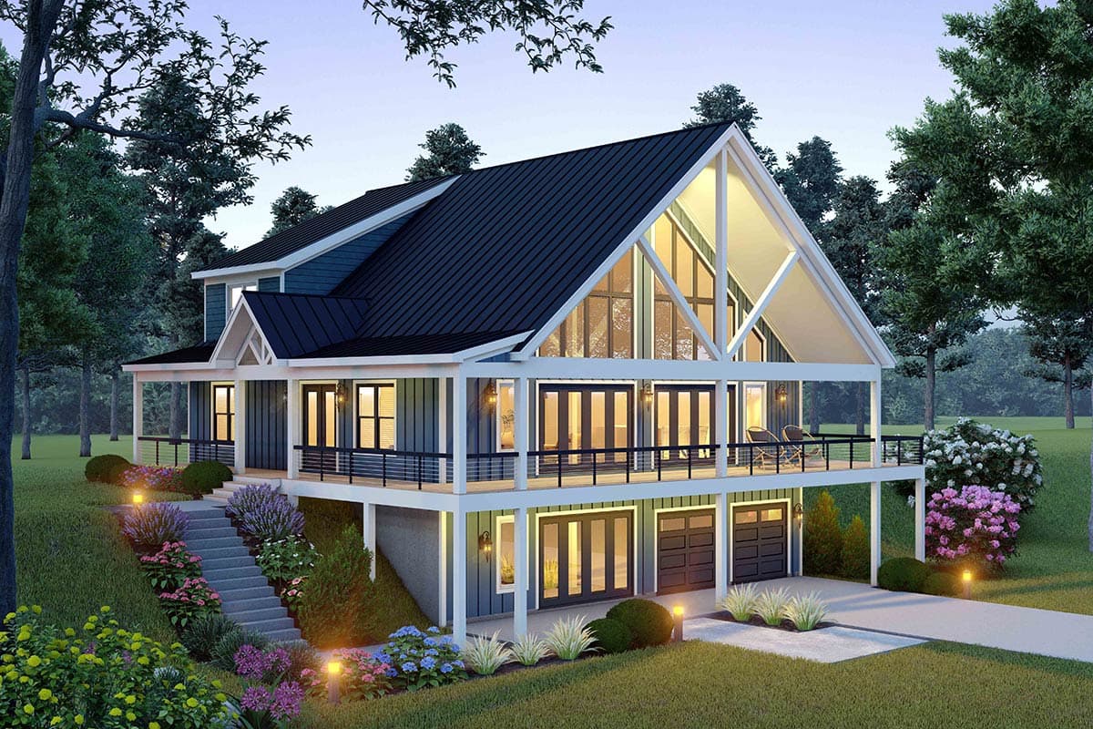 Plan image - 680656VR:Contemporary Mountain House Plan with Walkout Basement and Flexible Bedrooms