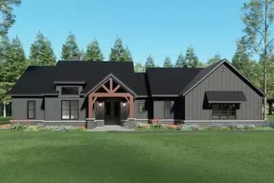 2,450 Sq Ft Modern Mountain Ranch House Plan with Split Bedrooms