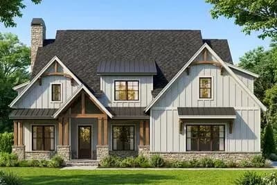 Modern Tudor House Plan with Keeping Room and Study