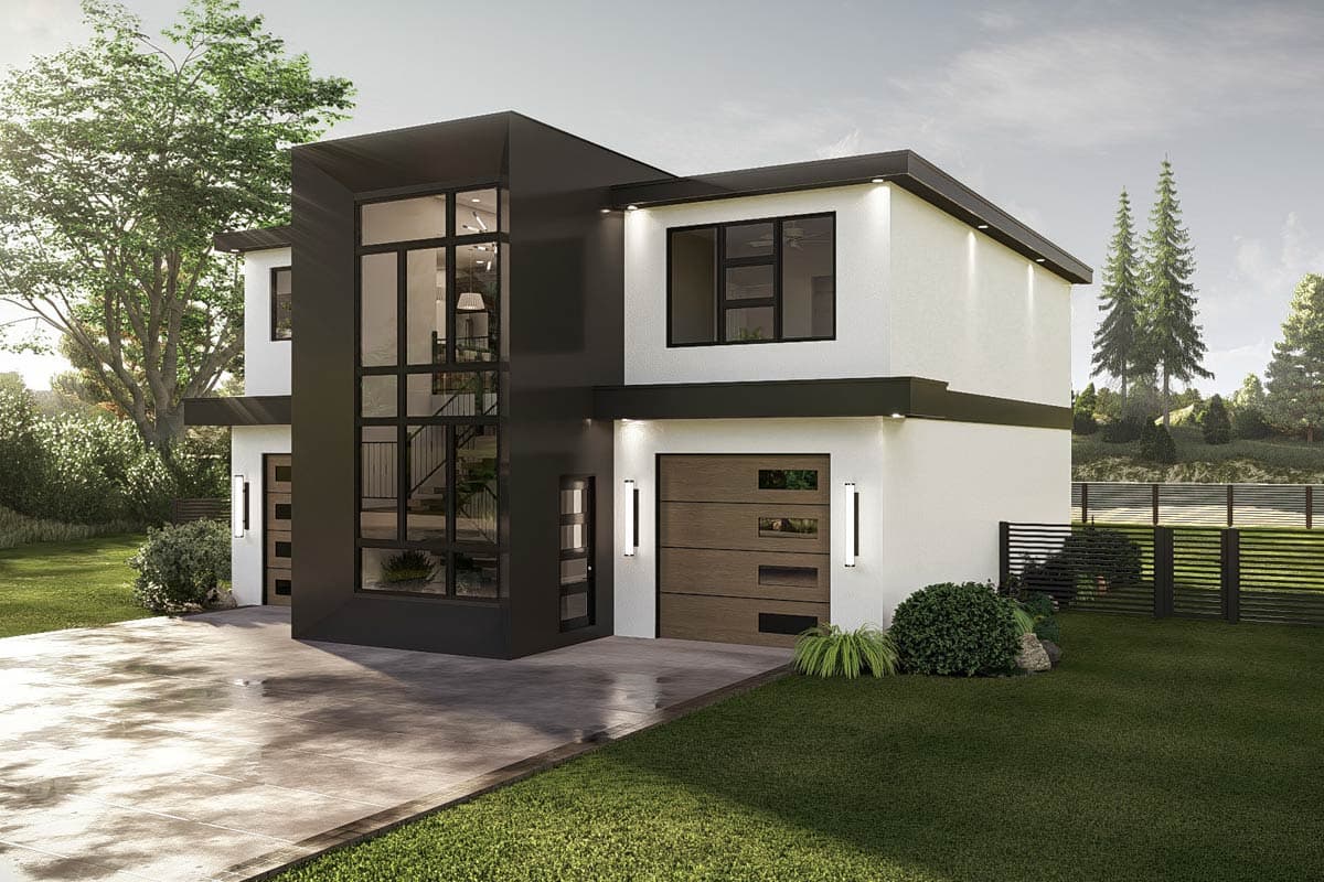 Plan 623601DJ: Striking Contemporary 3-Bedroom House Plan with Grand Entry and Deck - Image #6 - Carriage, Contemporary, Modern