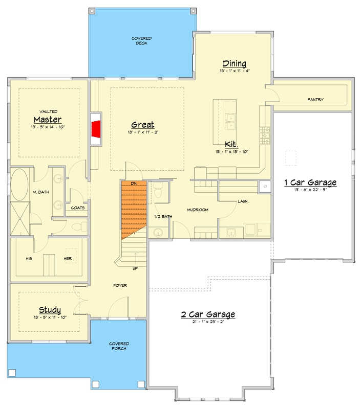 Plan 910136WHD: Two-Story New American Modern Farmhouse Plan with 4-6 Bedrooms and Large Garage - Floor Plan - Main Level - Craftsman, Farmhouse, Modern Farmhouse, New American