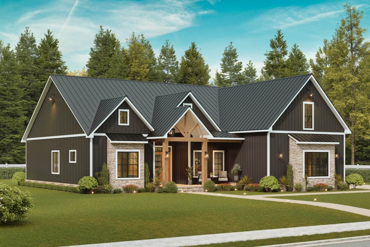 Plan 25940GE: 3-Bedroom Modern Farmhouse House Plan with 1st-Floor Master and Bonus Room - Image #7 - Country, Farmhouse, Modern Farmhouse