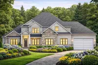 4-Bedroom Craftsman Farmhouse Plan with First Floor Master Suite