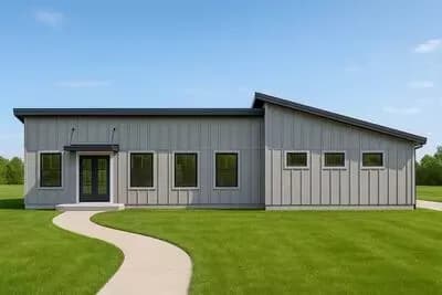 One-Bedroom Modern Cottage Plan with Vaulted Ceilings and 2-Car Garage