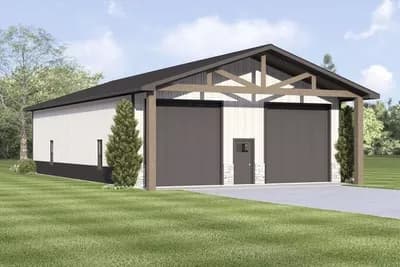 Craftsman Style 3-Car Detached Garage House Plan with Timber Accents