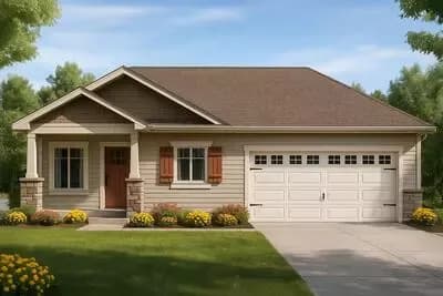 Craftsman Style House Plan with Flexible Two to Four Bedroom Layout