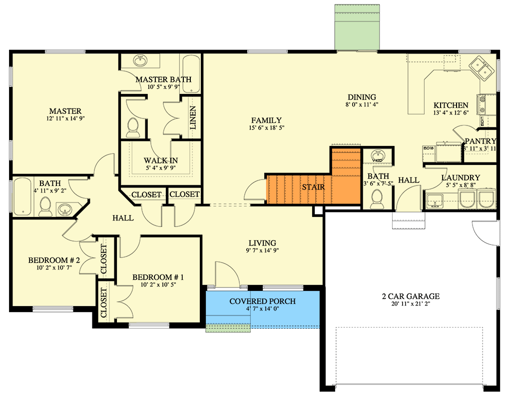 Plan 61725UT: 3 Bedroom Craftsman Ranch House Plan with Optional Lower Level - Floor Plan - Main Level - Craftsman, Ranch, Traditional