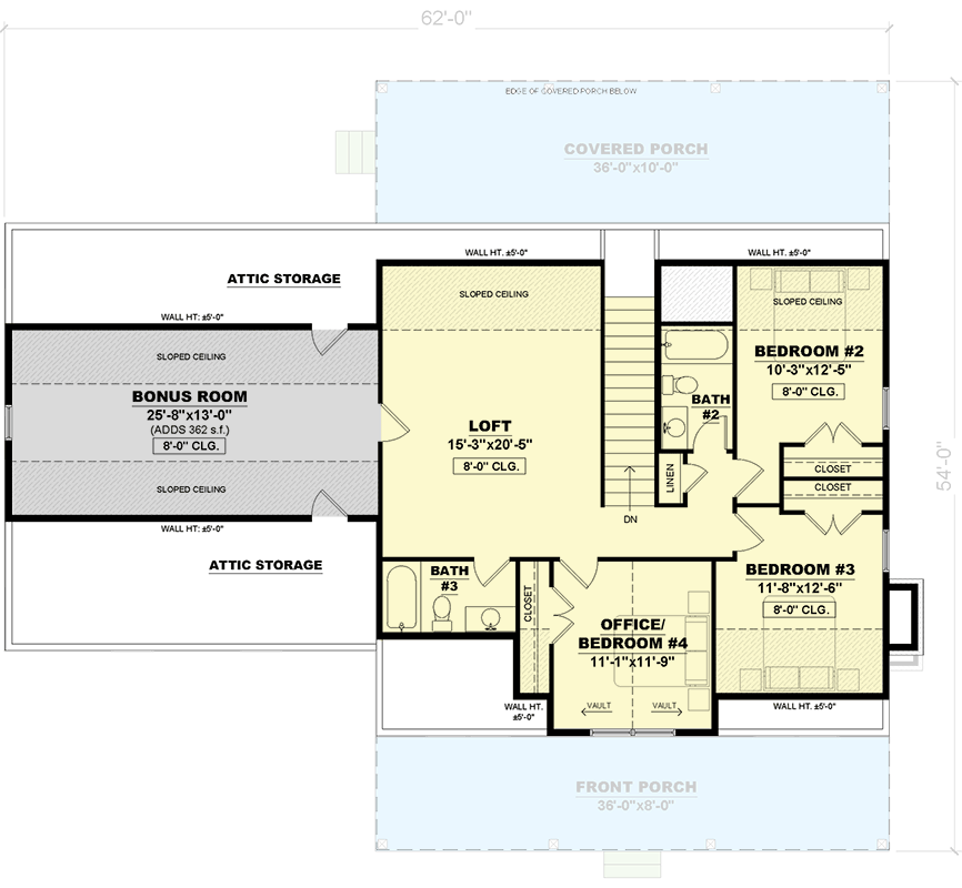 Plan 810056RBT: Charming Farmhouse Plan with 3-4 Beds, Split Layout and Covered Porch - Floor Plan - 2nd Floor - Farmhouse, Modern Farmhouse