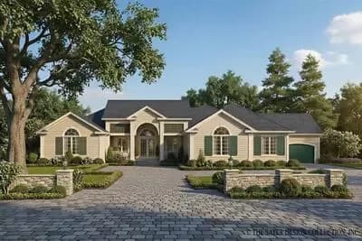 4-Bedroom Southern Traditional Ranch House Plan with Two Kitchen Islands