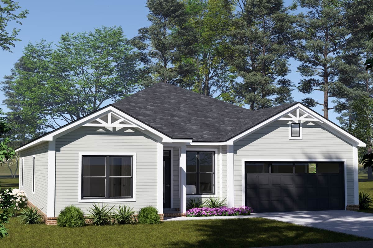 Plan 52517WM: Three-Bedroom Modern Country Ranch House Plan with Private Master Suite - Image #5 - Country, Ranch, Traditional