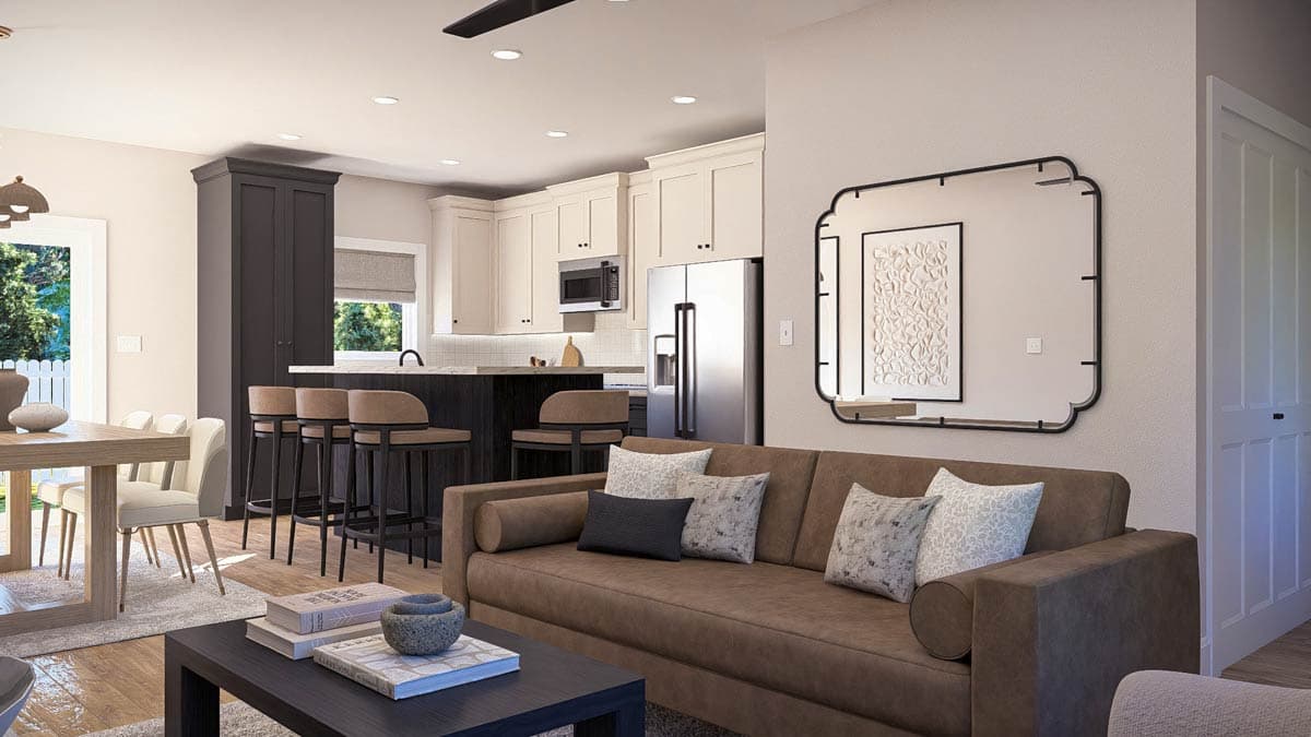 Plan 623603DJ: Efficient 1-Bed Ranch House Plan with 2-Car Garage and Porch - Image #10 - Contemporary, Ranch, Traditional