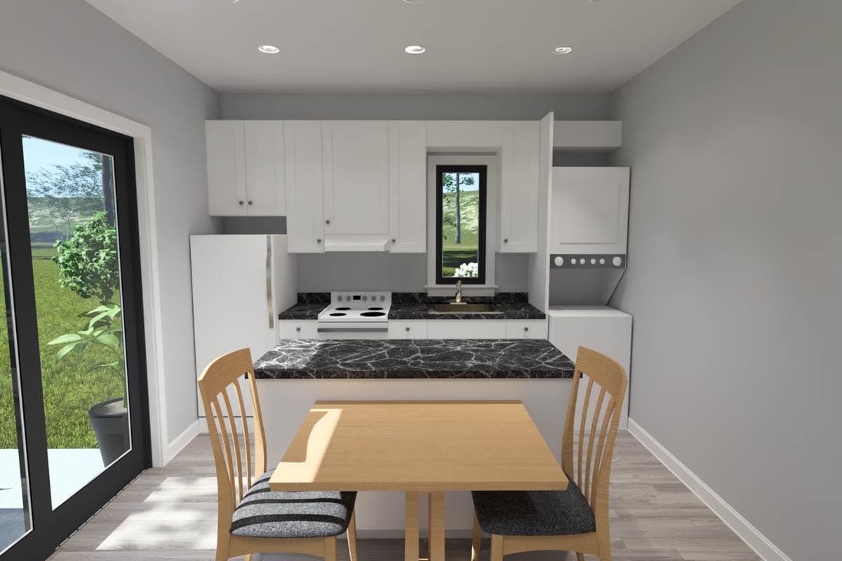 Plan 52518WM: One-Bedroom Modern Cottage House Plan with 448 Square Feet - Image #9 - Cottage, Modern, Traditional
