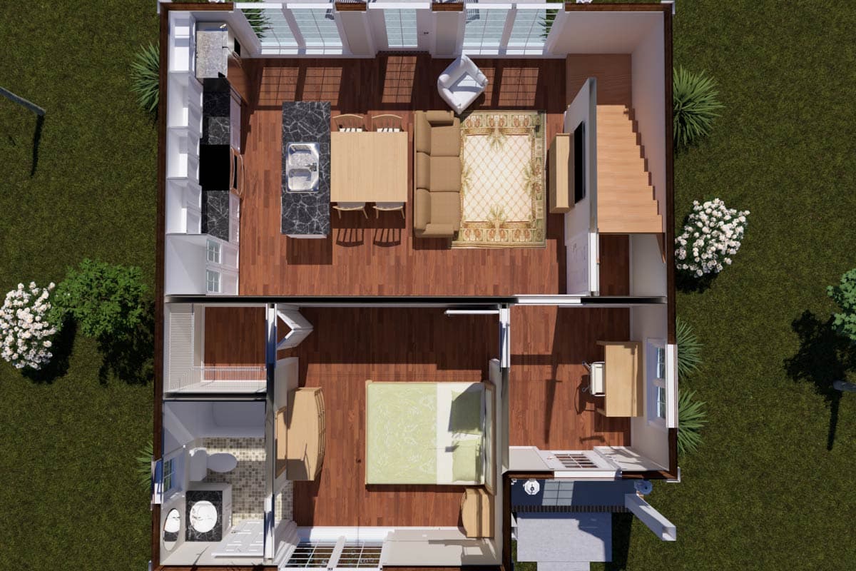 Plan 52520WM: Traditional 2-Bedroom House Plan with Dual Master Suites and Loft - Image #8 - Traditional