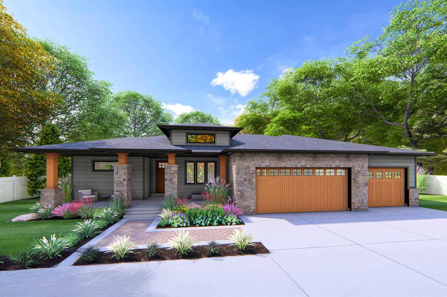 Plan image - 910145WHD:Prairie Style House Plan with 3-5 Bedrooms and Home Theater