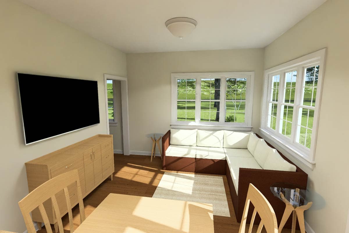 Plan 52522WM: Two-Bedroom Cottage Duplex House Plan with Open Living - Image #7 - Cottage, Traditional