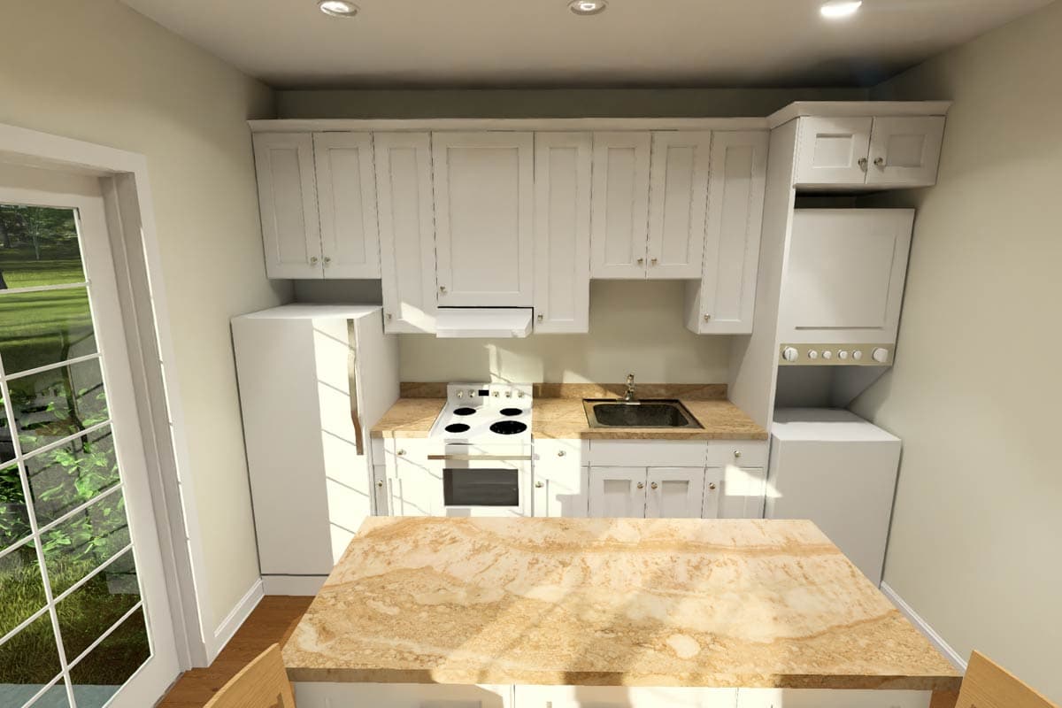 Plan 52522WM: Two-Bedroom Cottage Duplex House Plan with Open Living - Image #8 - Cottage, Traditional