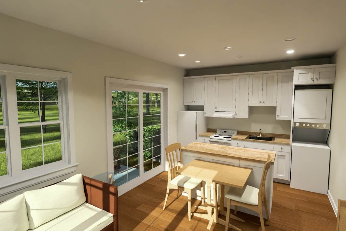 Plan 52522WM: Two-Bedroom Cottage Duplex House Plan with Open Living - Image #9 - Cottage, Traditional
