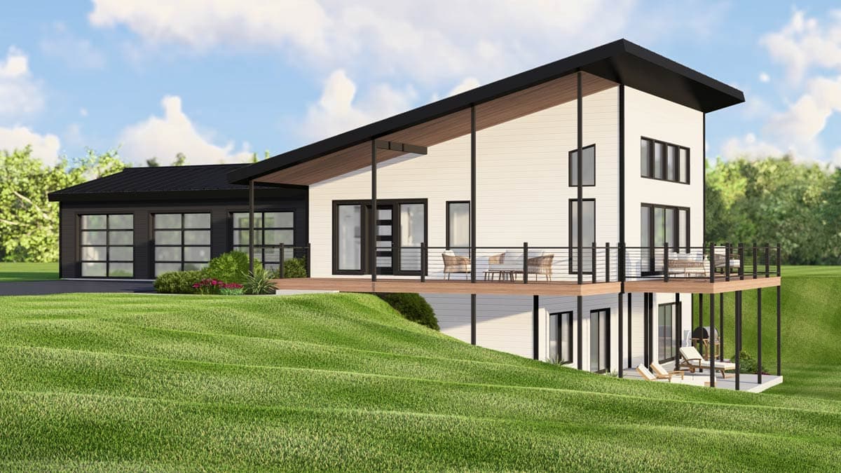 Plan 135415GRA: Modern Contemporary House Plan with Two Bedrooms and Three Car Garage - Image #7 - Contemporary, Transitional