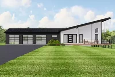 Modern Contemporary House Plan with Two Bedrooms and Three Car Garage