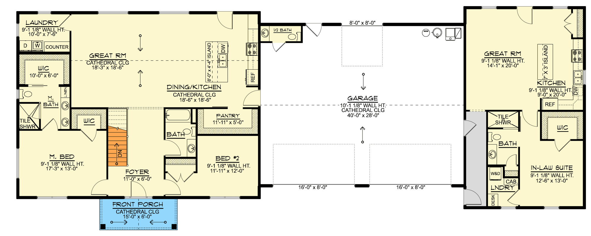 Plan 135416GRA: Contemporary Barndominium House Plan with 3 Beds and 4 Car Garage - Floor Plan - Main Level - Barndominium, Contemporary, Country, Craftsman, New American