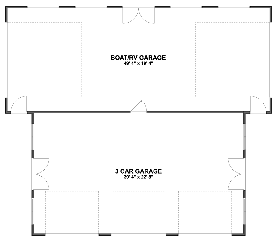 Plan 61728UT: Spacious Craftsman Garage Plan with RV Bay and Multiple Car Options - Floor Plan - Main Level - Craftsman, Shingle