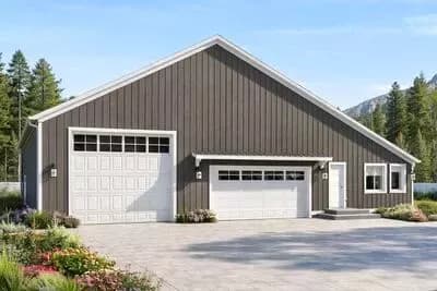 Barndominium House Plan with 2 Beds, 2 Baths, and Large Garage