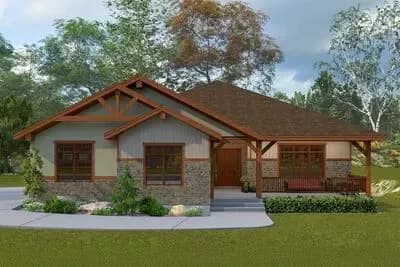 Rustic Mountain House Plan with 4 Bedrooms and 3-Car Garage