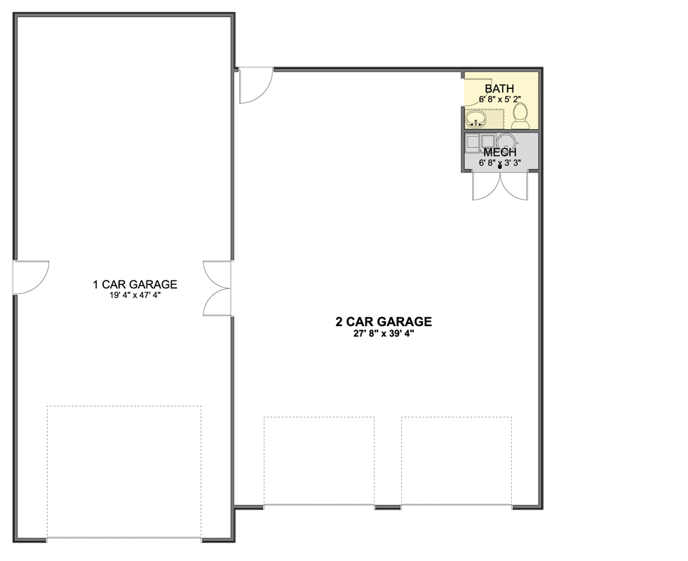 Plan 61734UT: Modern RV Garage House Plan with Spacious Upper-Level Home Office and Studio - Floor Plan - Main Level - Contemporary, Modern