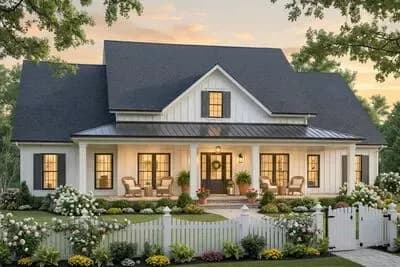 Modern Farmhouse House Plan with 4 Bedrooms and 3 Baths