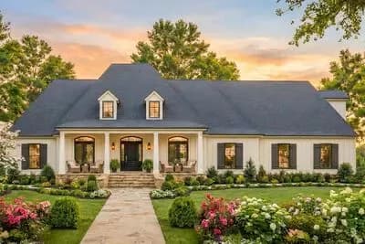 Modern Farmhouse House Plan with Four Bedrooms and Three Car Garage