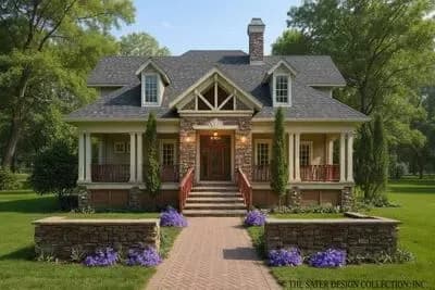 Rustic Mountain House Plan with 3 Bedrooms and Open Great Room