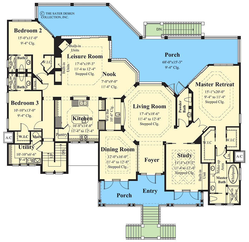 Plan 340148STR: Coastal Contemporary House Plan with 3 Bedrooms - Floor Plan - Main Level - Beach, Coastal, Coastal Contemporary, Cottage, Vacation