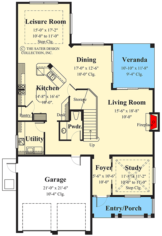 Plan 340149STR: 4-Bedroom Coastal Cottage House Plan with a Private Master Porch - Floor Plan - Main Level - Beach, Coastal, Cottage, Florida-Style, Vacation