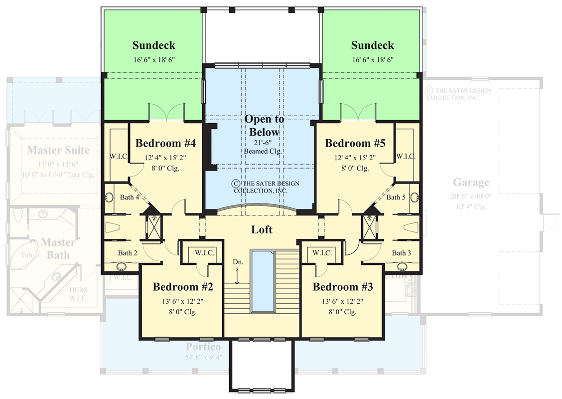 Plan 340150STR: Spacious 5-Bedroom Southern House Plan with Library and Outdoor Kitchen - Floor Plan - 2nd Floor - Country, Farmhouse, Low Country, Modern Farmhouse, Southern