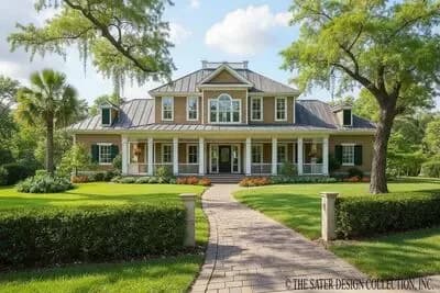 Spacious 5-Bedroom Southern House Plan with Library and Outdoor Kitchen