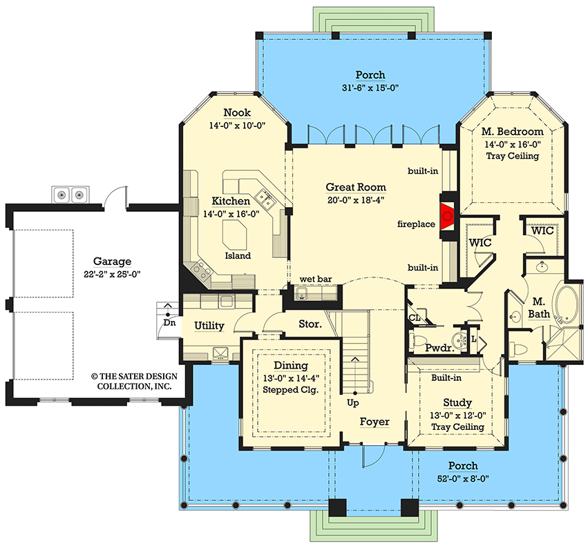 Plan 340152STR: Elegant Country Home Plan with 3 Bedrooms and Optional Bonus Room - Floor Plan - Main Level - Country, Hill Country, New American, Southern, Traditional