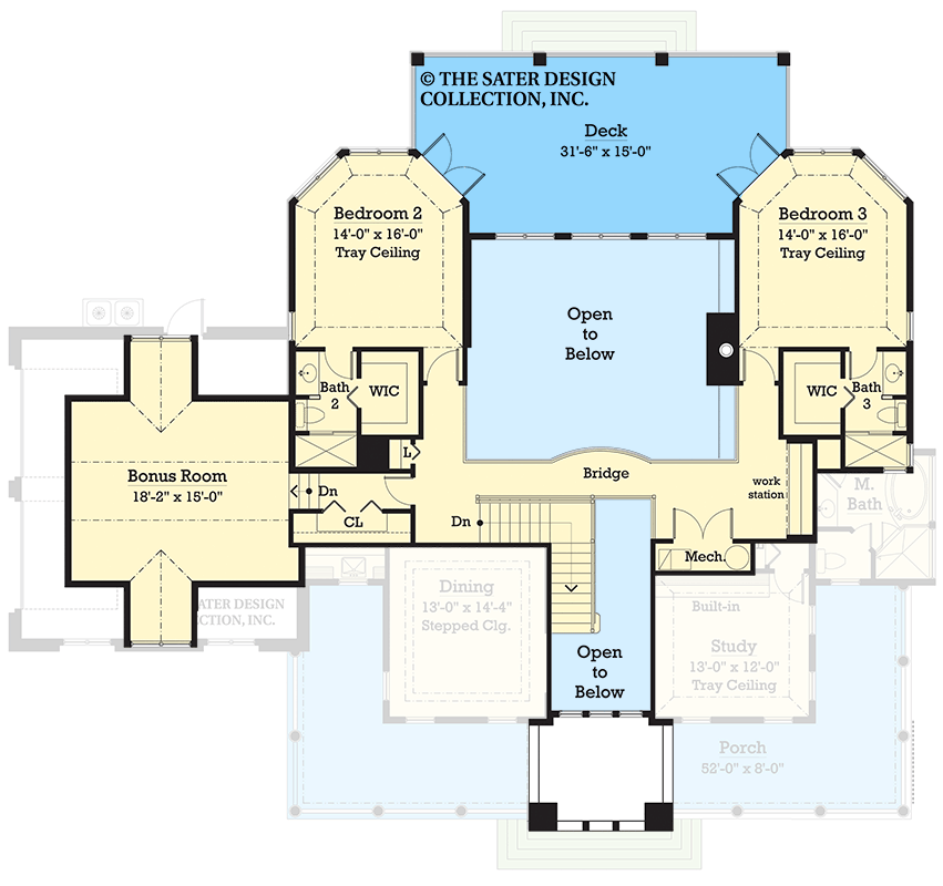 Plan 340152STR: Elegant Country Home Plan with 3 Bedrooms and Optional Bonus Room - Floor Plan - 2nd Floor - Country, Hill Country, New American, Southern, Traditional