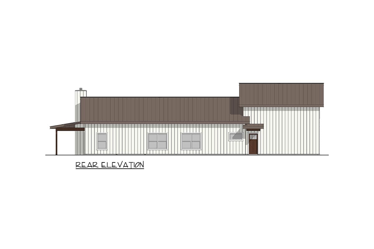 Plan 405107FDC: Three Bedroom Modern Barndominium House Plan with Expansive Wrap Around Porch - Image #6 - Barndominium, Modern Farmhouse