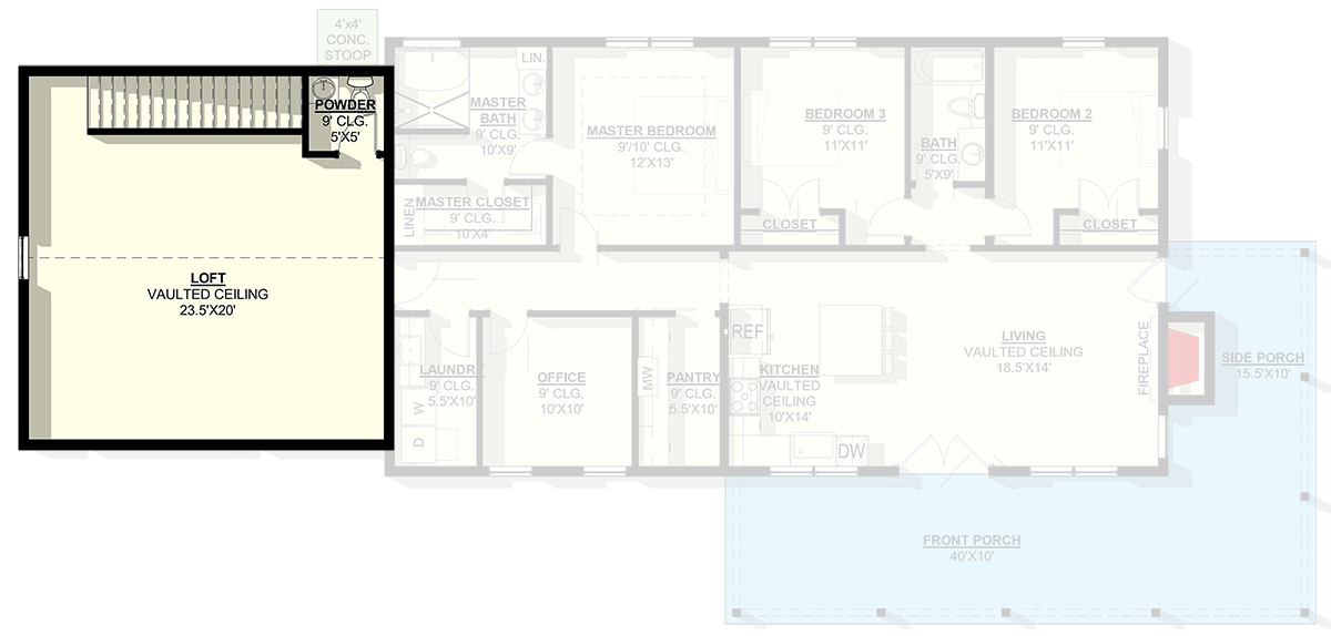 Plan 405107FDC: Three Bedroom Modern Barndominium House Plan with Expansive Wrap Around Porch - Floor Plan - 2nd Floor - Barndominium, Modern Farmhouse